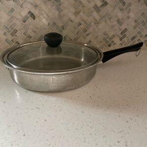 Vintage Amway Queen 3 Ply18/8 Stainless Steel 10-1/2"Frying Pan Not Original Lid